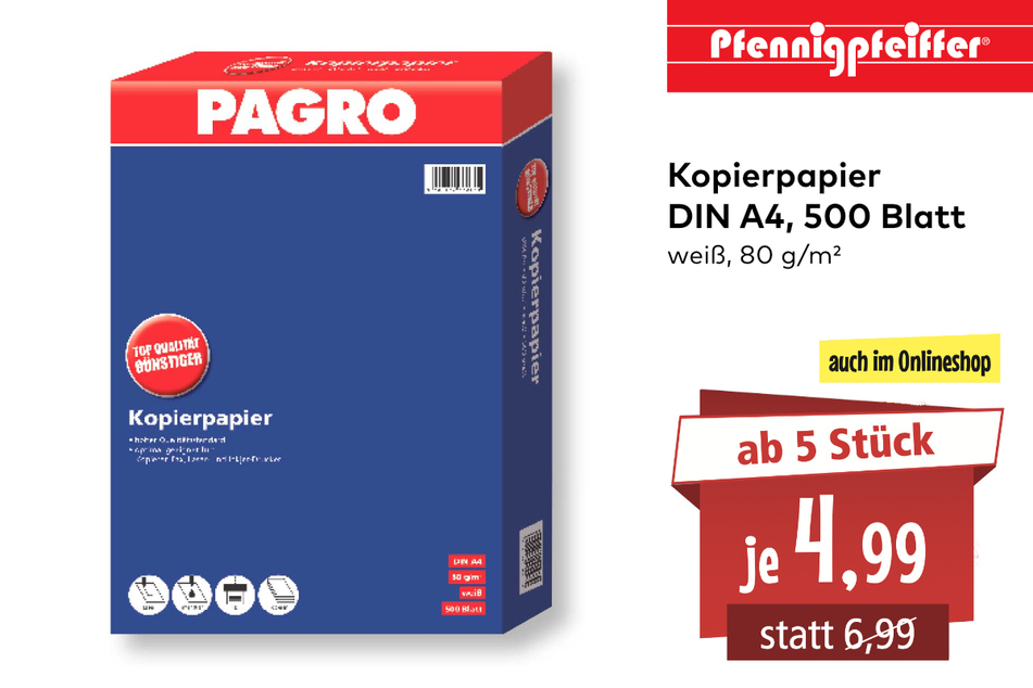 Kopierpapier (500 Blatt) ab je nur 4,99 Euro.