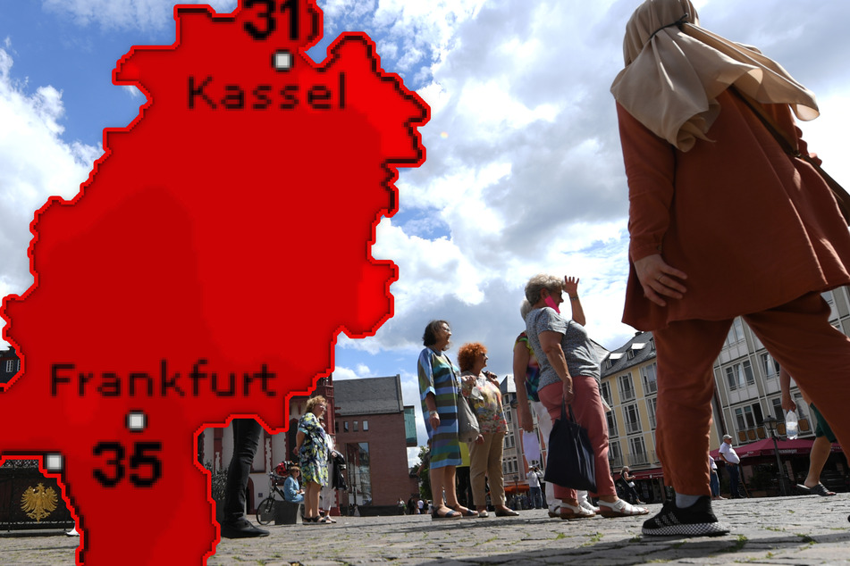 Fotomontage: In Hessen bleibt es weiter heiß, doch zwischenzeitlich lauern auch Gewitter (Symbolbild).