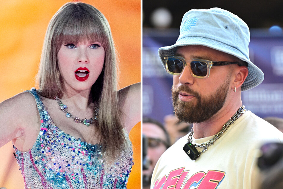 Travis Kelce (r.) is said to not be planning a proposal to Taylor Swift just yet, despite recent rumors.