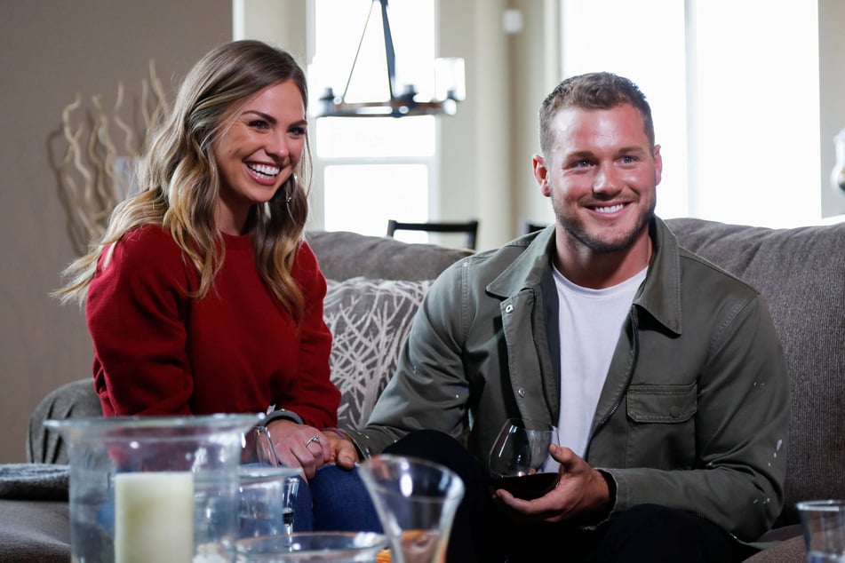 Cassie Randolph sits with Colton Underwood on an episode of The Bachelor during season 23.