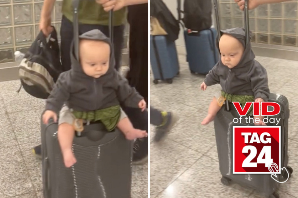 viral videos: Viral Video of the Day for October 23, 2023: Toddler rolls through airport in style!