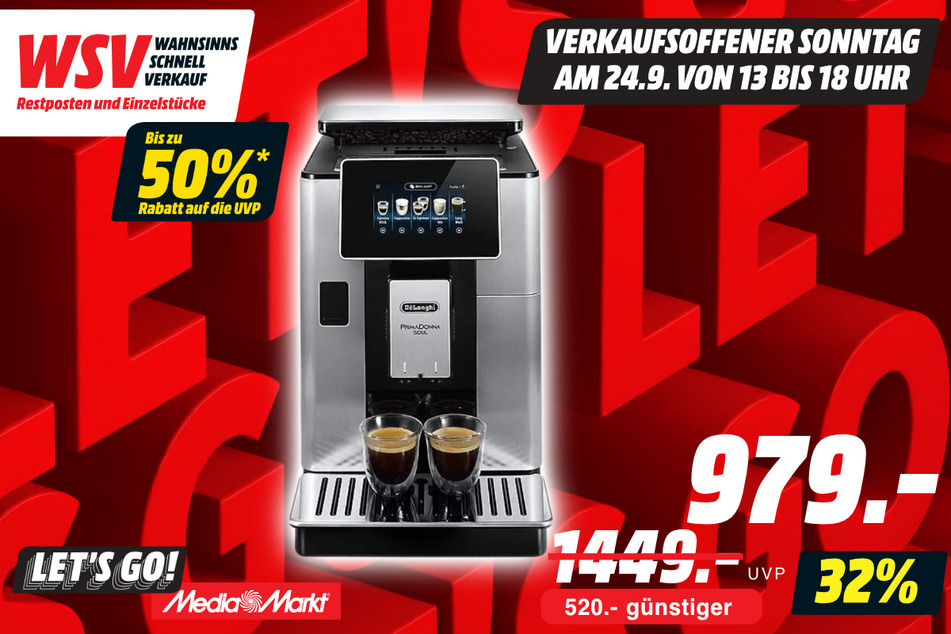 DeLonghi-Kaffeevollautomat für 979 statt 1.449 Euro.