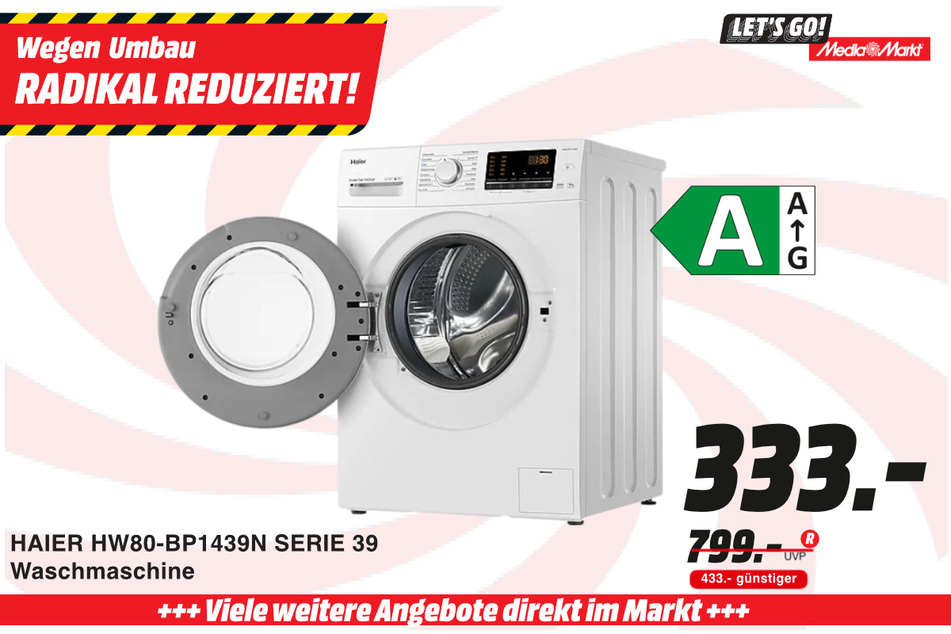 Haier-Waschmaschine für 333 statt 799 Euro.