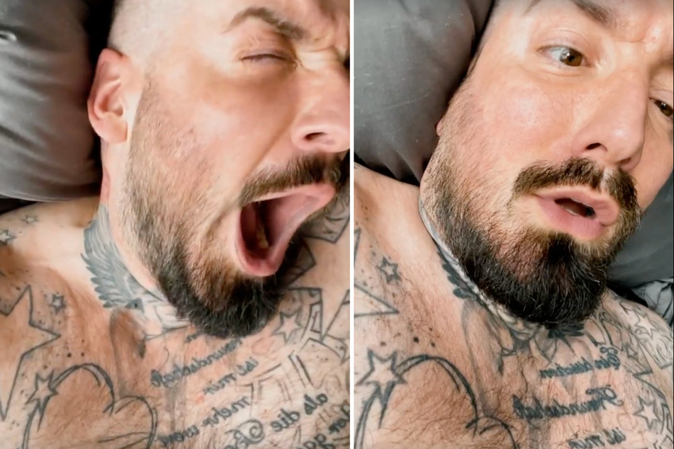 Völlig fertig: BTN-Star Jan Leyk (36) hat einen fiesen Kater.