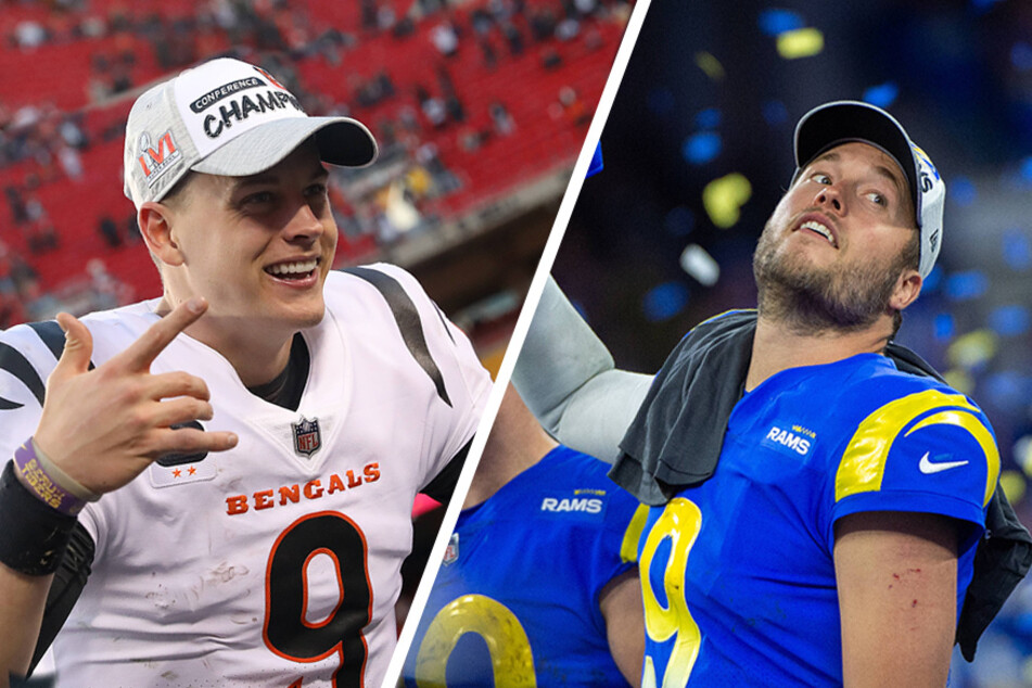 Super Bowl LVI will pit Matthew Stafford (r.) and the Rams against Joe Burrow (l.) and the Bengals.