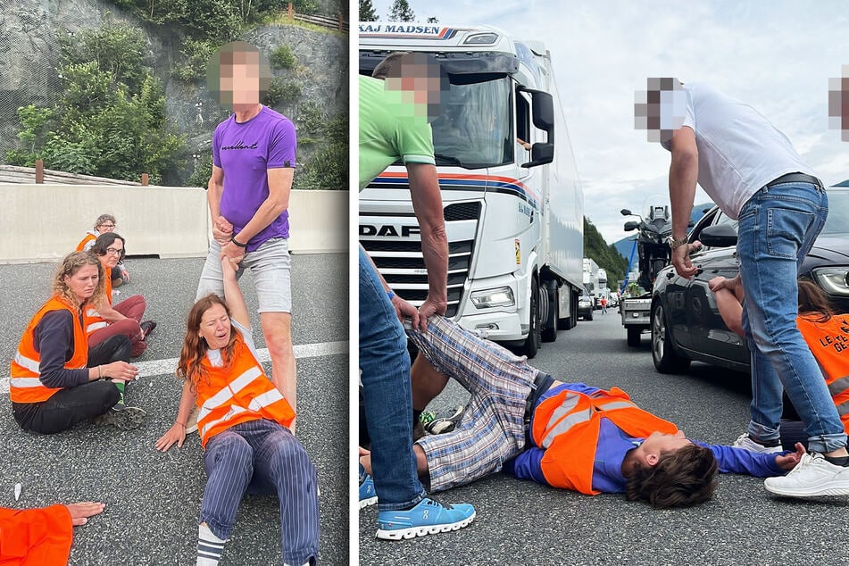 Letzte Generation klebt auf Brennerautobahn: Autofahrer reißen Demonstranten von Fahrbahn