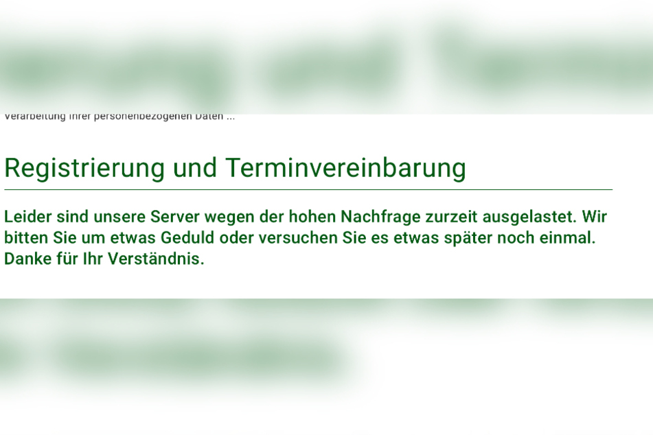 Die Internetseite www.sachsen.impfterminvergabe.de. war bereits vorab überlastet.