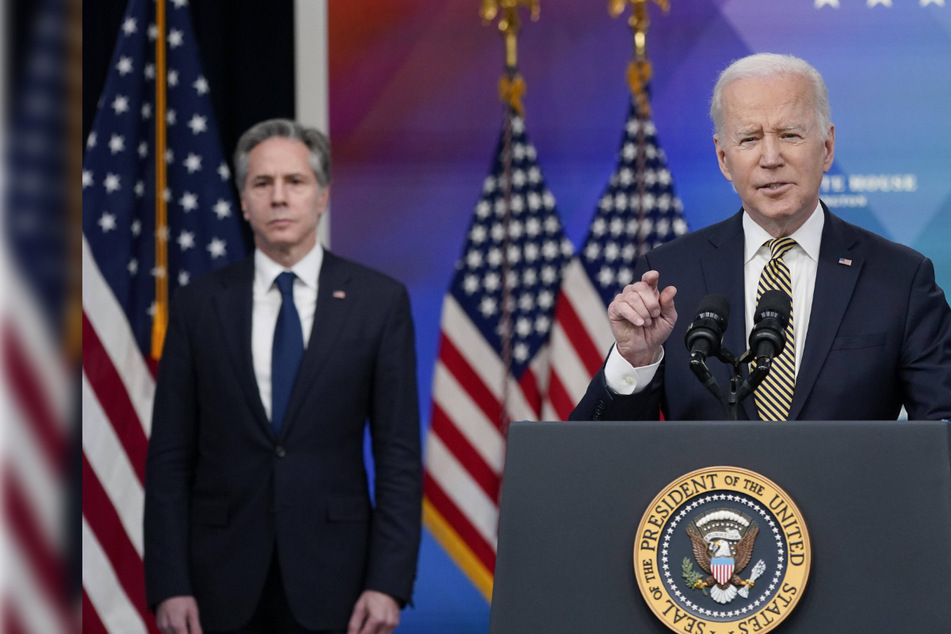 President Joe Biden (r.) gave a press conference on Wednesday to announce additional aid for Ukraine, accompanied by Secretary of State Antony Blinken (l.).