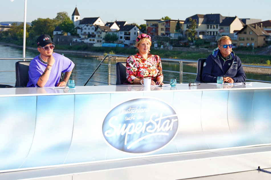Die DSDS-Jury mit Mike Singer (l-r), Maite Kelly und Dieter Bohlen.
