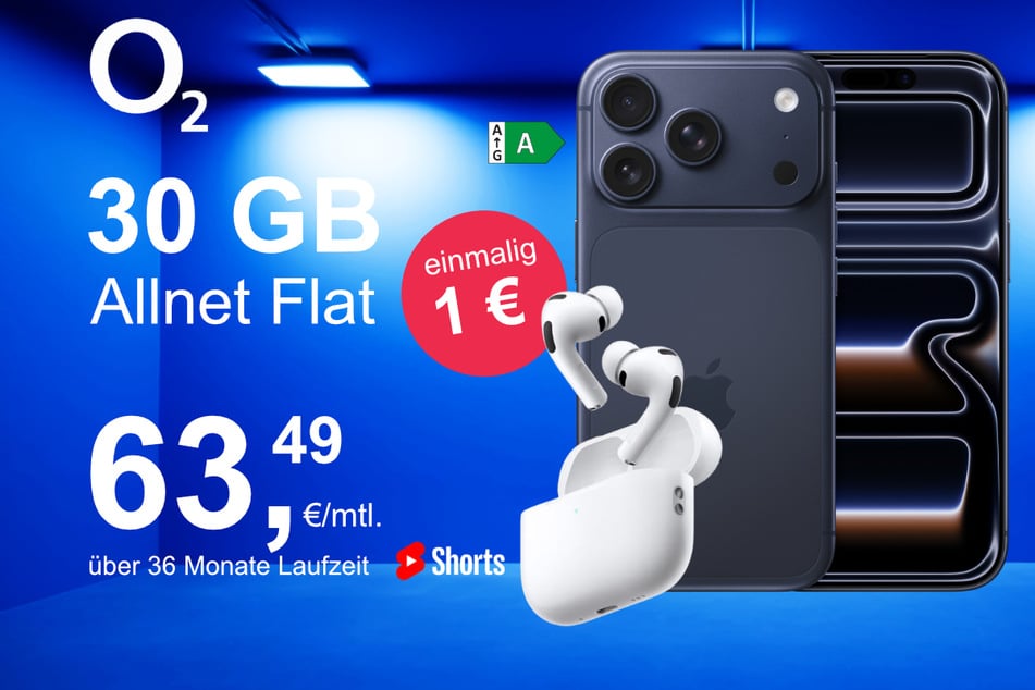 Bei o2 gibt's das iPhone 17 Pro Max jetzt mit AirPods 3 Pro im Bundle exklusiv für nur 1 Euro.