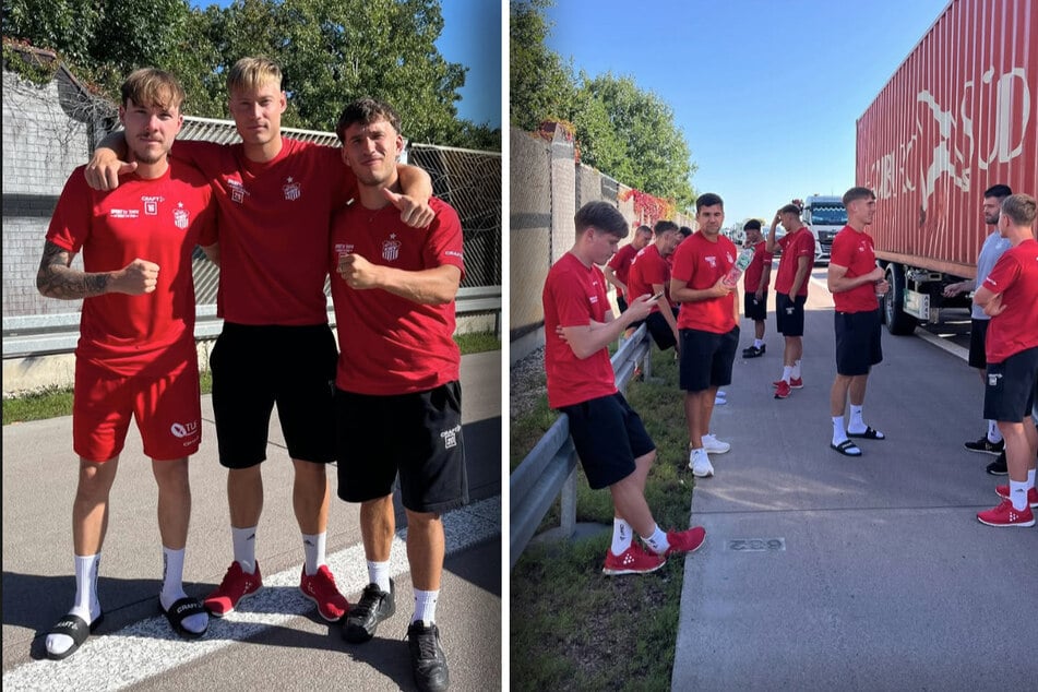 Die Spieler des FSV Zwickau stecken im Stau fest.