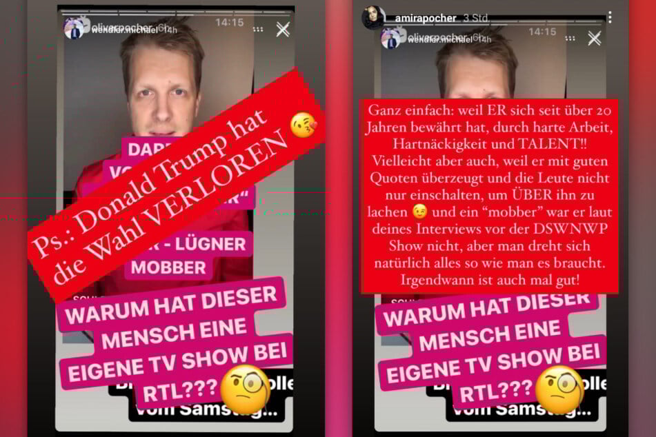 Amira Pocher (28) verteidigt ihren Mann gegen die Anschuldigungen von Michael Wenlder (48). (Fotomontage)