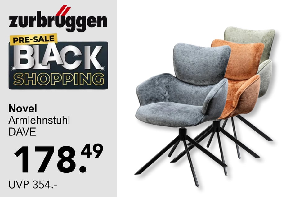 Der Novel Armlehnstuhl DAVE für 178,49 statt 354 Euro pro Stück.