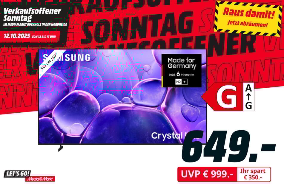 65-Zoll Samsung-Fernseher für 649 statt 999 Euro.