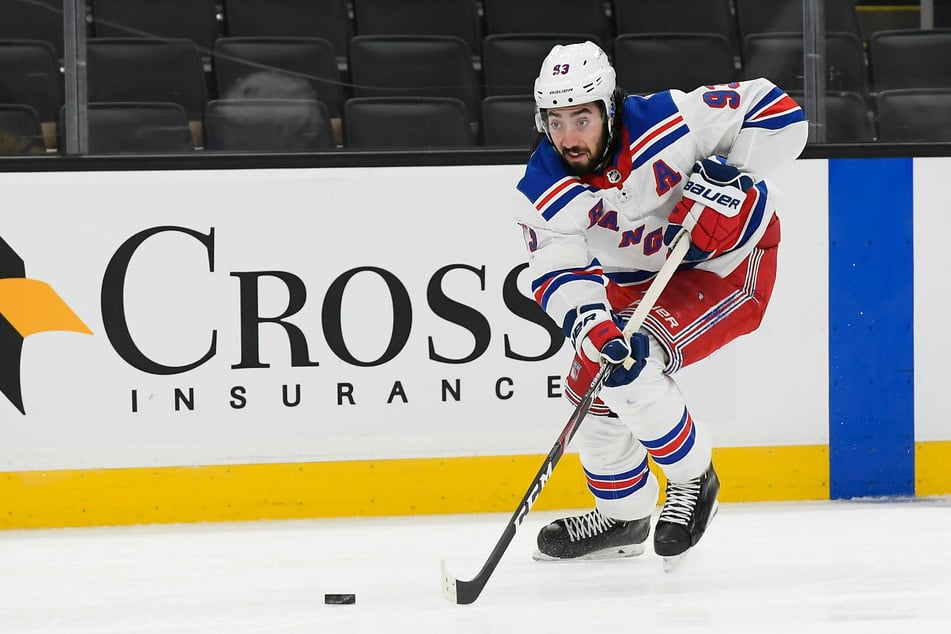 Mika Zibanejad scored two goals to help the Rangers end their season with a big win over the Bruins on Saturday night