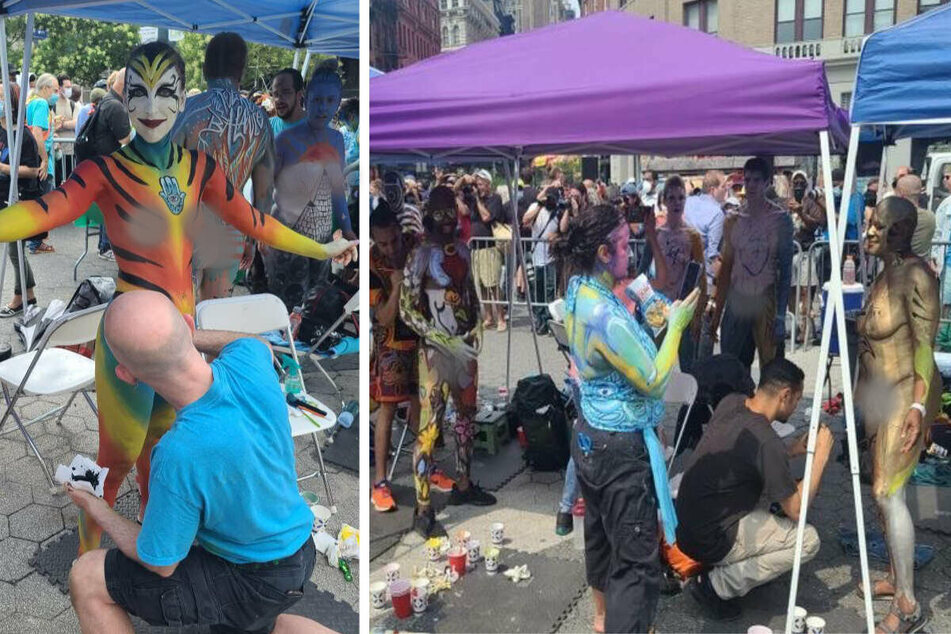 Artists painted their muses for four hours in Union Square on July 25.