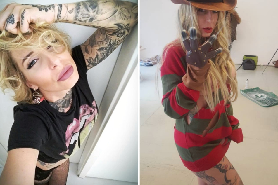 Samy Fox ganz klassisch (l.) und in den Klamotten von Horror-Ikone Freddy Krueger (r.).