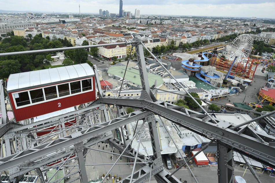 Blick vom Riesenrad über den Wiener Prater.