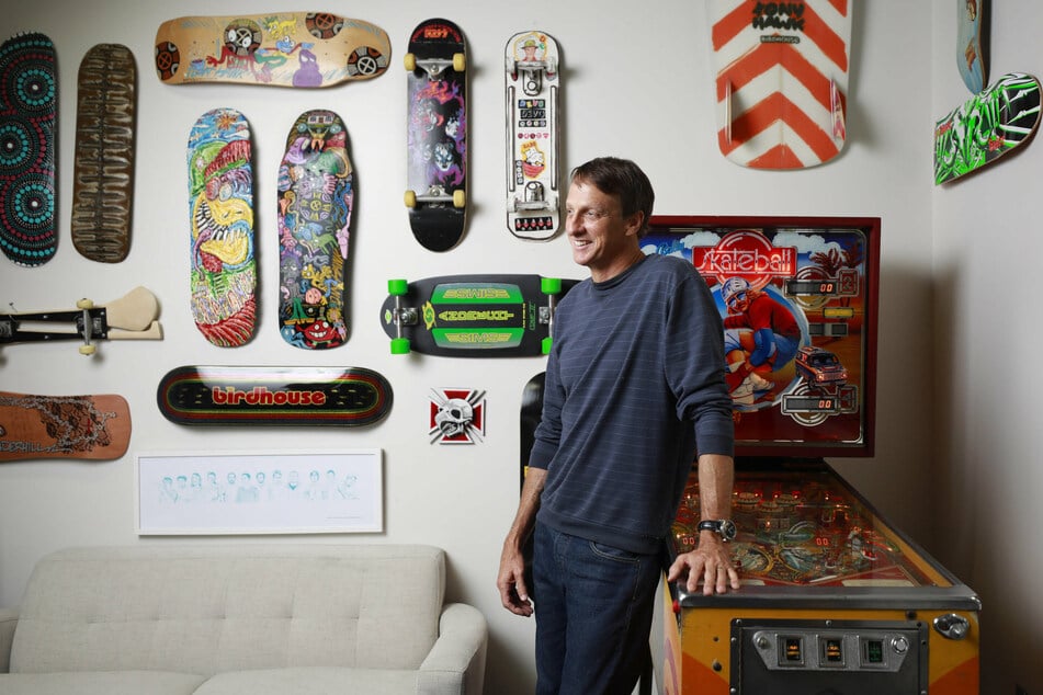 Tony Hawk stands in his office in Vista, CA, August 2020.