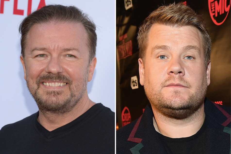 James Corden (r.), host of The Late Late Show, apologized after he plagiarized a joke from fellow comedian Ricky Gervais on a recent episode of his show.