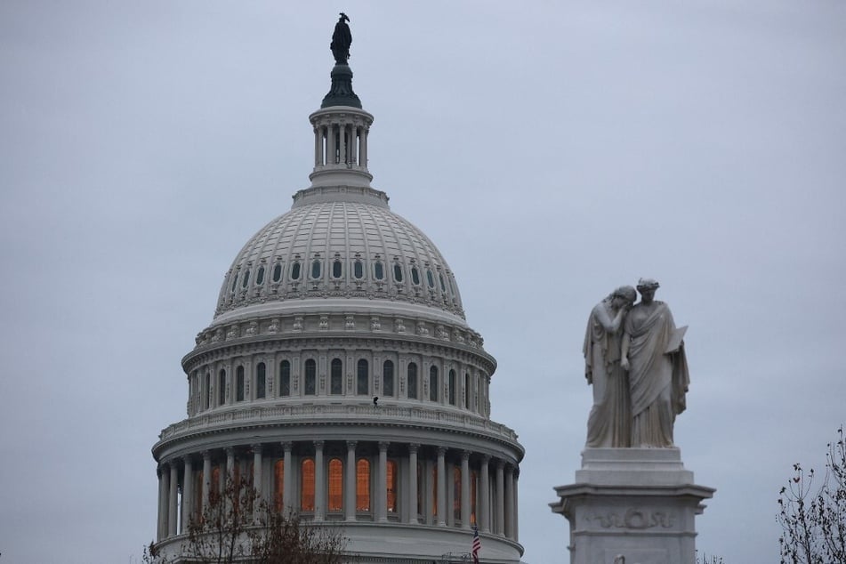 The Peace Monument is pictured in front of the US Capitol ahead of Donald Trump's second presidential inauguration.