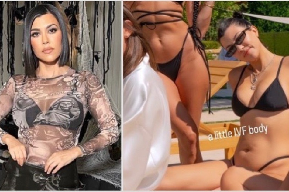 Kourtney Kardashian gave fans a rare look at her IFV body on Instagram.
