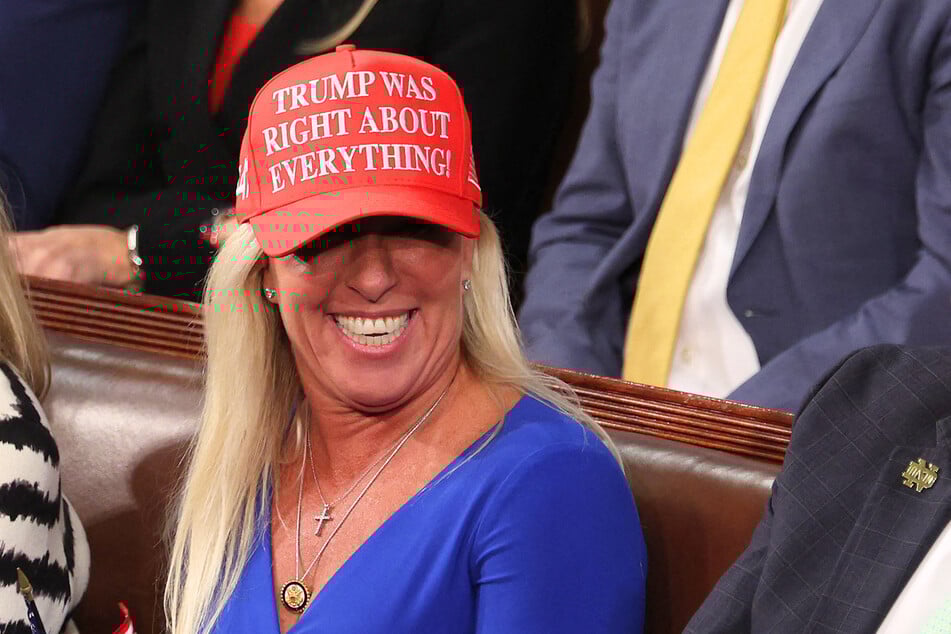 Marjorie Taylor Greene attends President Donald Trump's address to a joint session of Congress at the US Capitol on March 4, 2025, in Washington DC.