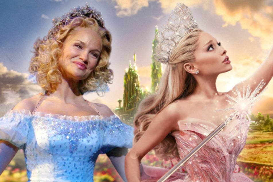 Ariana Grande (r.) was defended by Kristin Chenoweth, who debuted as Glinda in the Wicked Broadway musical, from allegations about her love life.