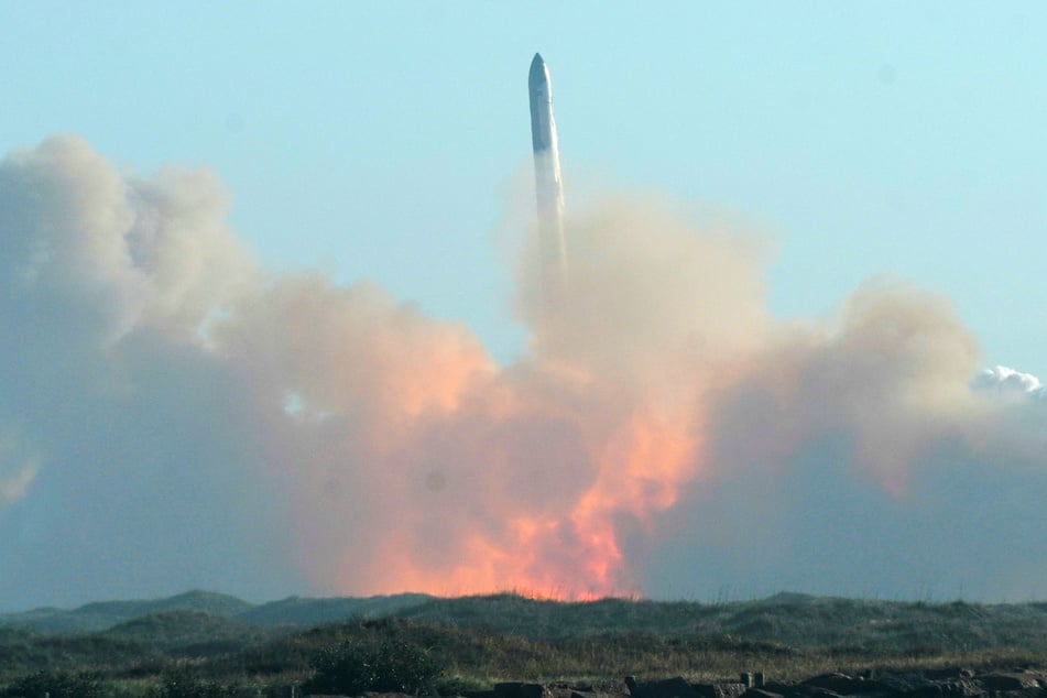 SpaceX's Starship rocket is pictured after launching as seen from South Padre Island near Brownsville, Texas, on January 16, 2025.