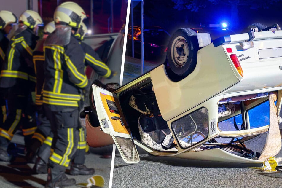 Kurioser Unfall in Ostsachsen: Trabi überschlägt sich, aber der Fahrer fehlt
