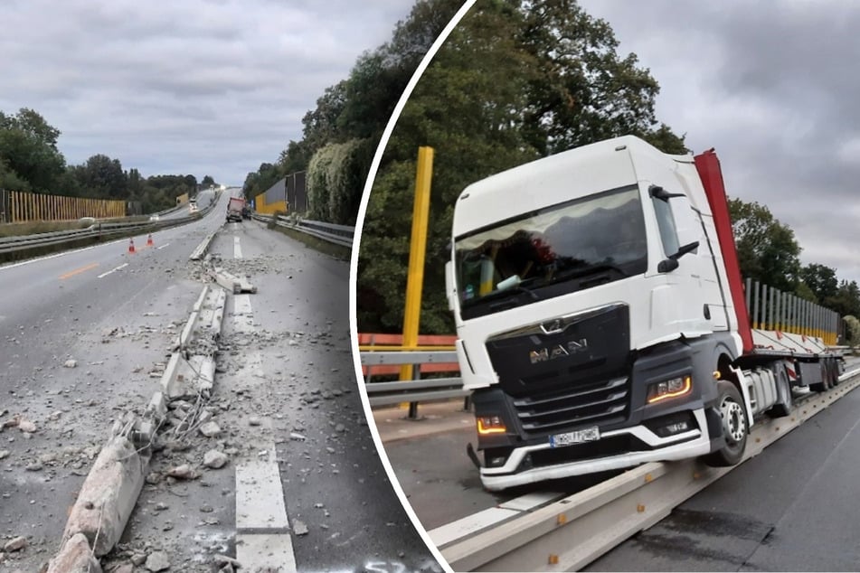 Unfall A4: Stundenlange Vollsperrung auf A4 wegen Unfall: Drei Lkw krachen in Stauende