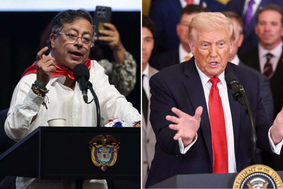 Colombia's President Gustavo Petro (l.) held a meeting on anti-drug efforts with US Chargé d'affaires John McNamara as he continues to feud with Donald Trump (r.).