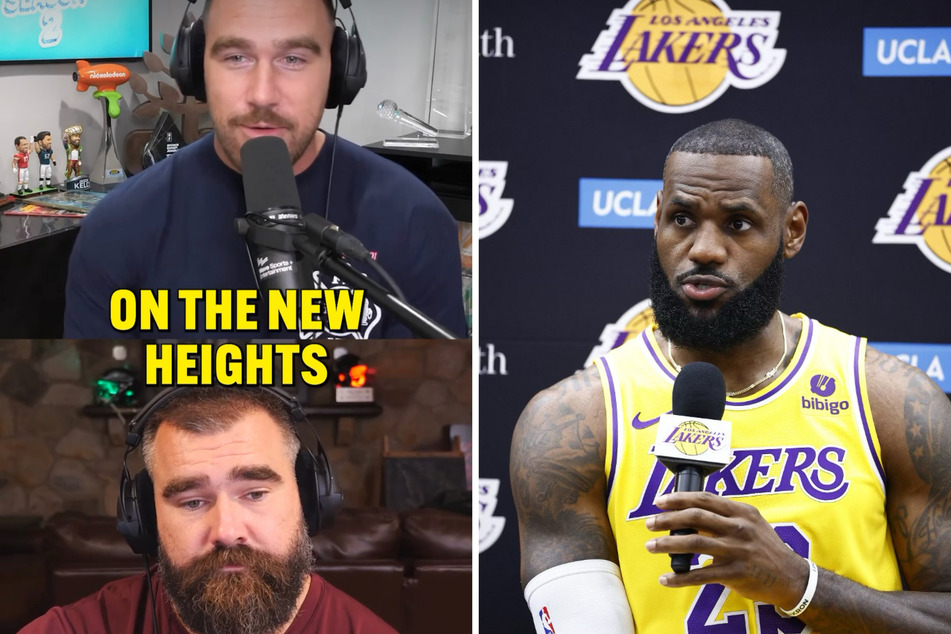LeBron James (r.) hilariously voiced his disappointment over not having been invited on the New Heights podcast.