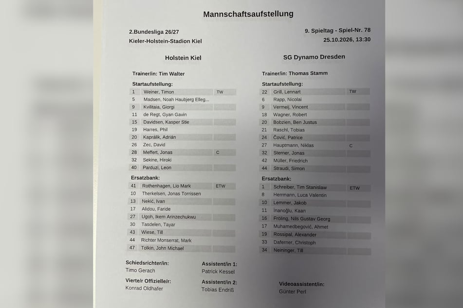 Mit dieser Aufstellung gehen beide Teams ins Spiel.