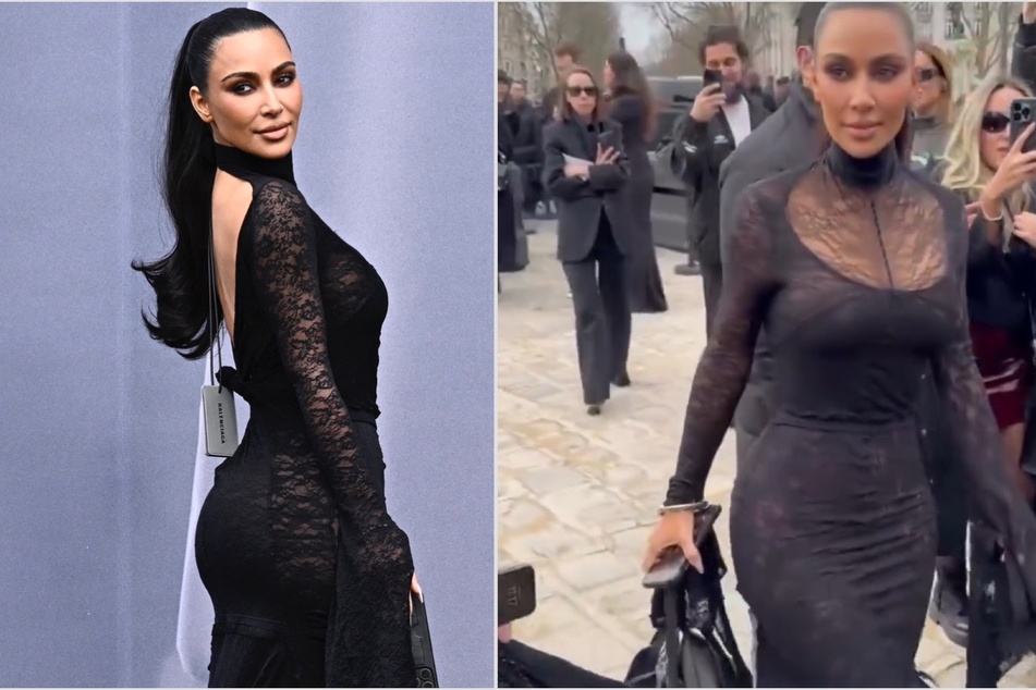 Kim Kardashian turned heads when she arrived to attend the Balenciaga Fall/Winter 2024 show in Paris on Sunday.