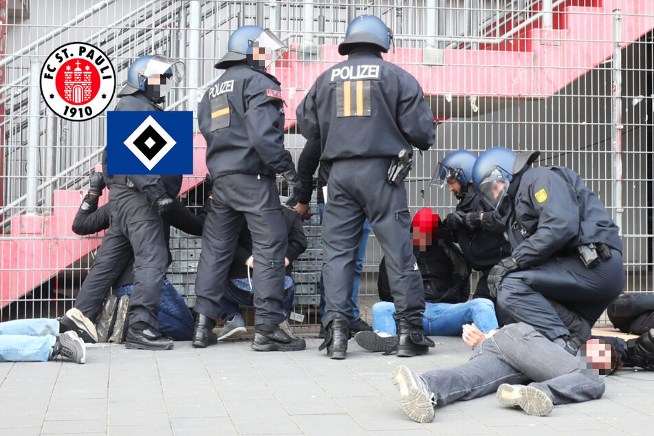 Dramatische Bilder von Polizeieinsatz vor Hamburg-Derby: Fußballfans am Boden