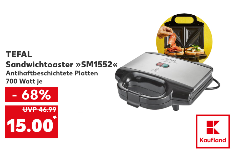TEFAL Sandwichtoaster für nur 15 Euro statt 46,99 Euro!