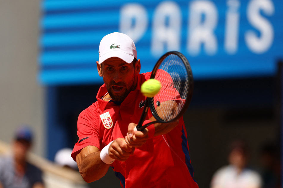 Novak Djokovic of Serbia in action during his match against Rafael Nadal of Spain.