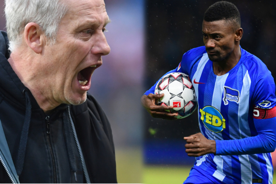 Christian Streich (54, links im Bild), Trainer des SC Freiburg, kritisierte das Kabinen-Video von Hertha-Spieler Salomon Kalou (34) scharf.