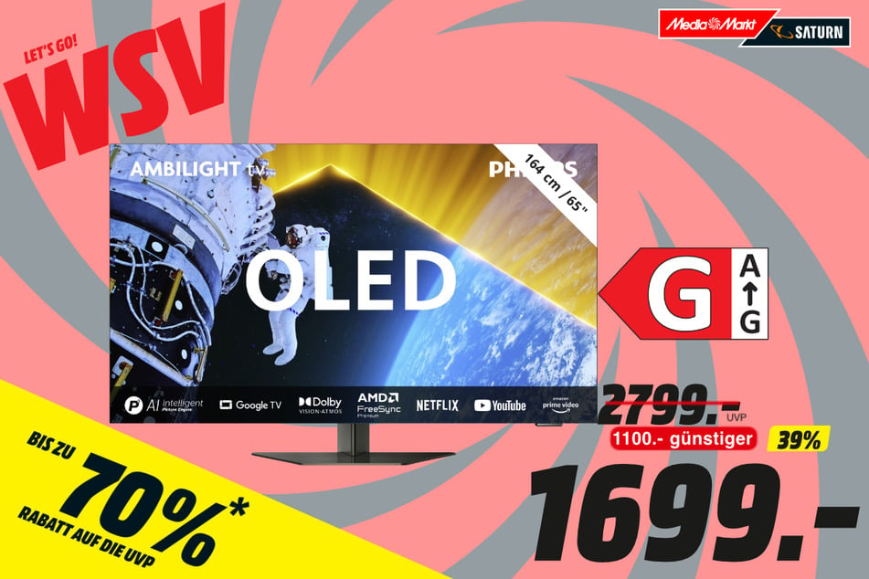 65-Zoll Philips-Fernseher für 1.699 statt 2.799 Euro.