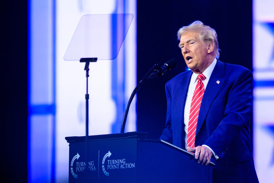 Donald Trump speaks during Turning Point's annual AmericaFest 2024 in Phoenix, Arizona, on Sunday.