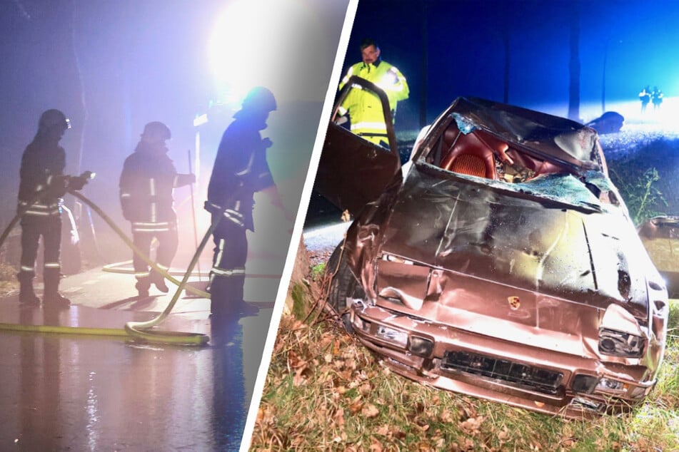 Schwerer Unfall im Osterzgebirge: Porsche kracht in Pferdeherde