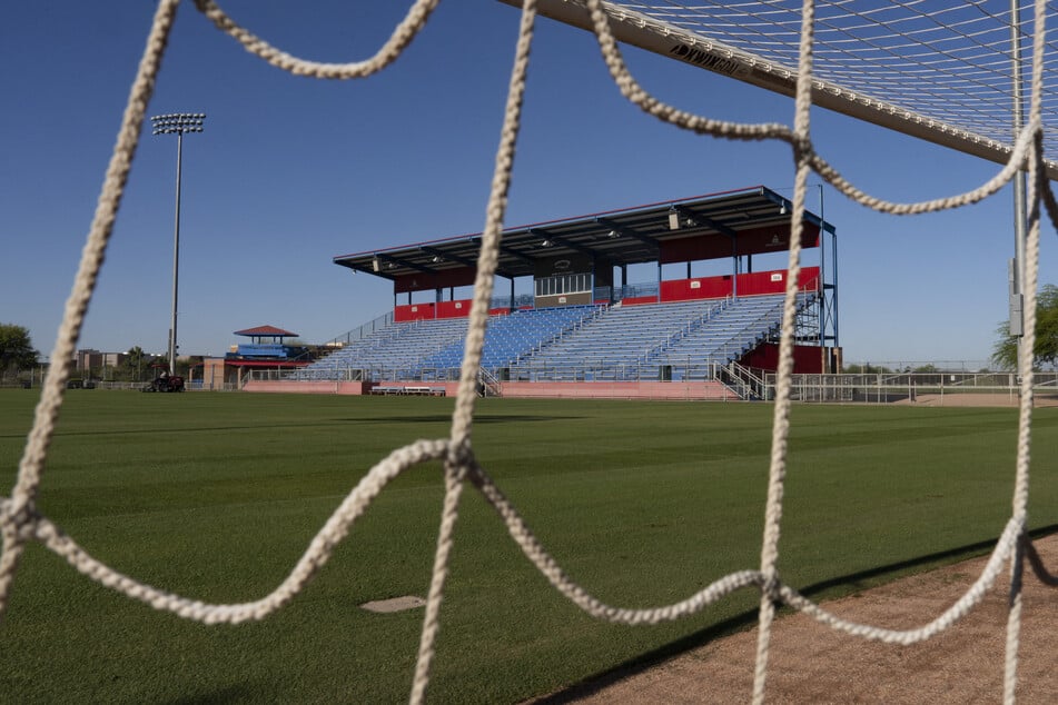 The soccer field is seen at the Kino Sports Complex, where Iran's national soccer team Team Melli was previously set to train during the 2026 FIFA World Cup, in Tucson, Arizona, on May 7, 2026.