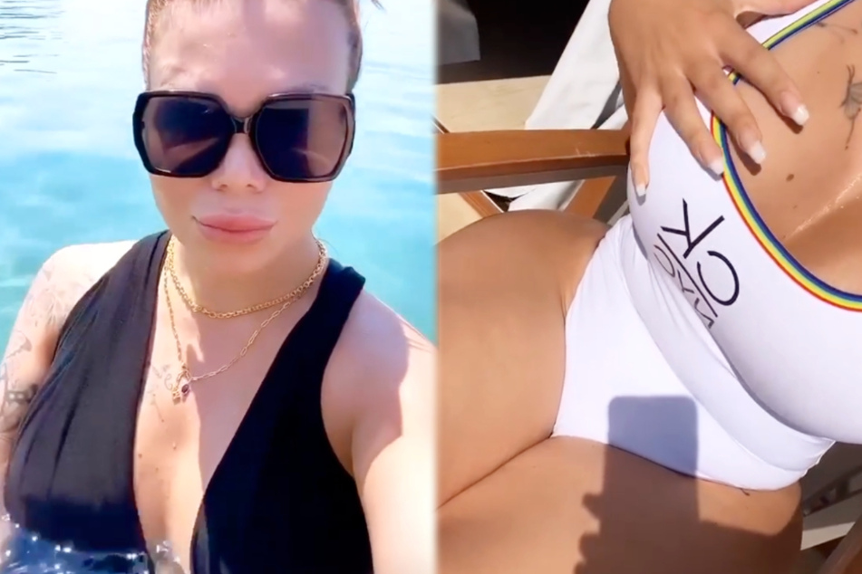 Urlaubsgrüße von Mademoiselle Nicolette: Die Montage zeigt zwei Screenshots aus den Instagram-Storys der Influencerin.