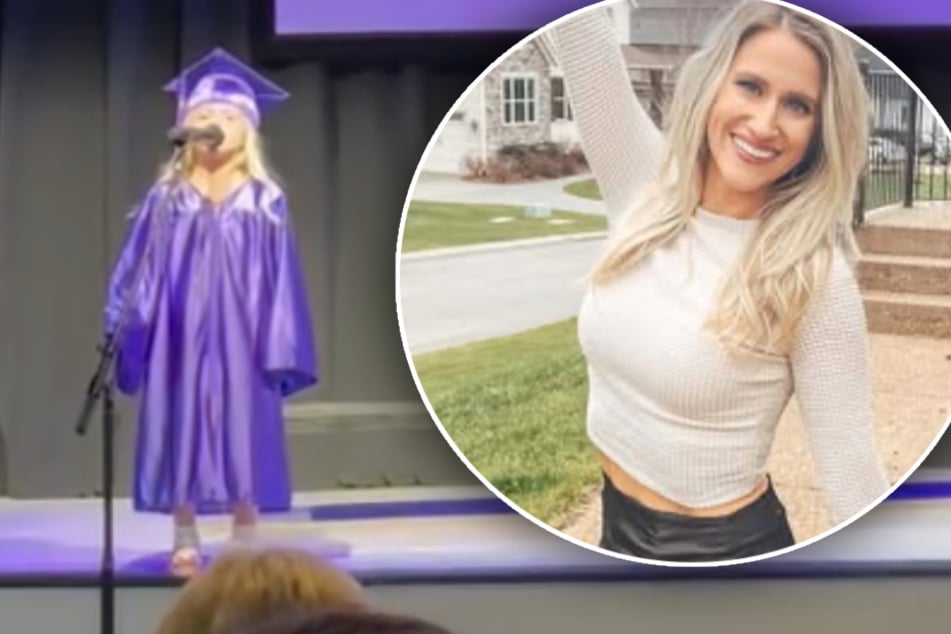 Kelsey Grimm staunte nicht schlecht, als sie hörte, was Tochter Collins (5) da auf der Bühne von sich gab.