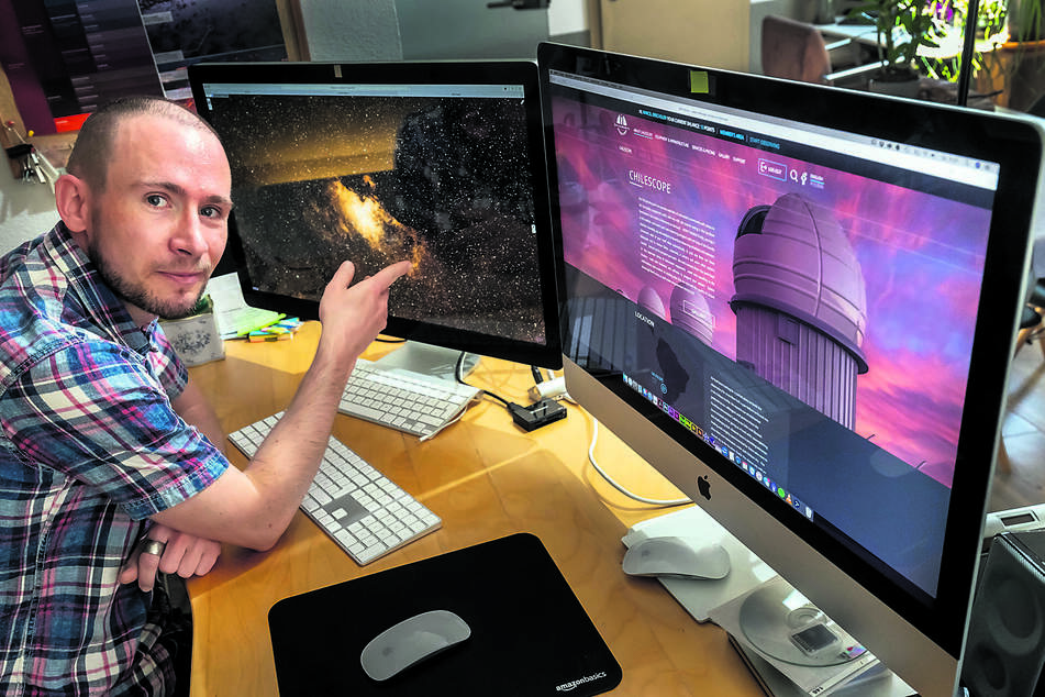 Über seinen Computer steuert Hobby-Astronom Marcel Drechsler (37) das Teleskop in Chile.