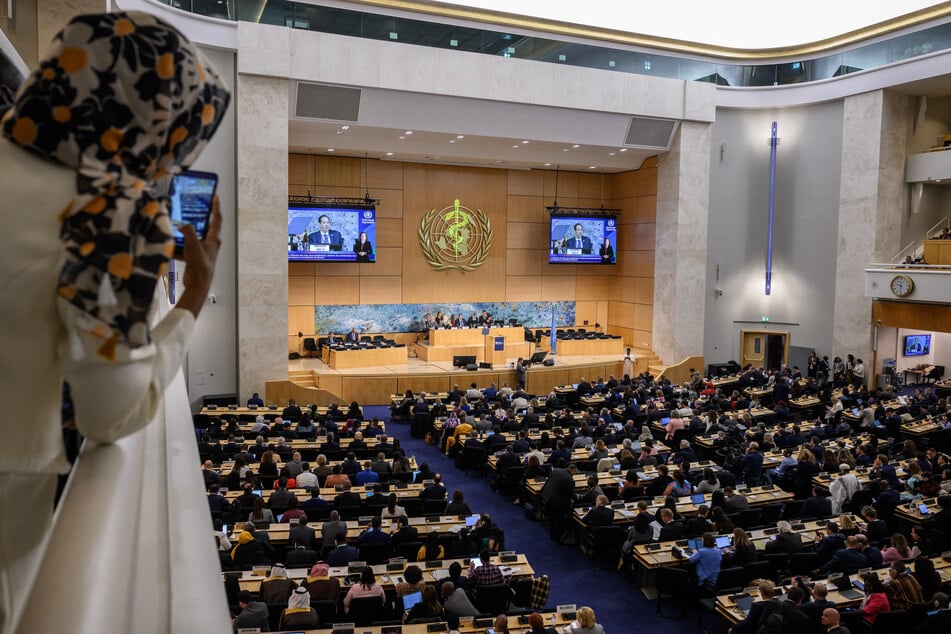This general view shows delegates at the opening of the 79th World Health Assembly in Geneva on Monday.