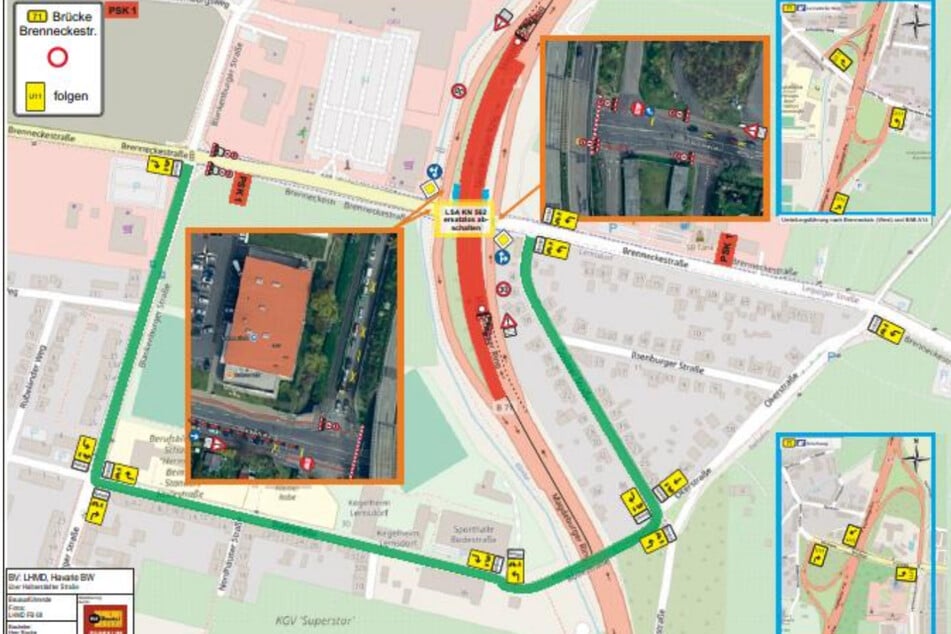 So verläuft die Umleitung in der Brenneckestraße.