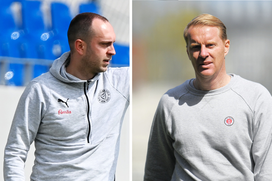 Am Sonntag trifft der FC St. Pauli mit Coach Timo Schultz (43, r.) auf das von Ole Werner (33) trainierte Holstein Kiel.