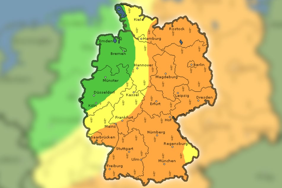 Die Hitzewelle verabschiedet sich mit Unwettern: Vor allem im Osten und Süden werden Gewitter mit Starkregen, Hagel und Sturmböen erwartet.